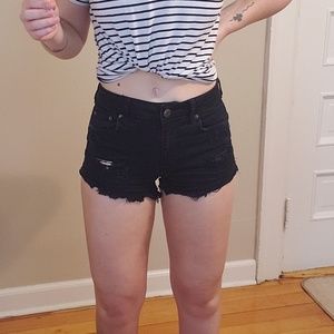American Eagle distressed black shorts